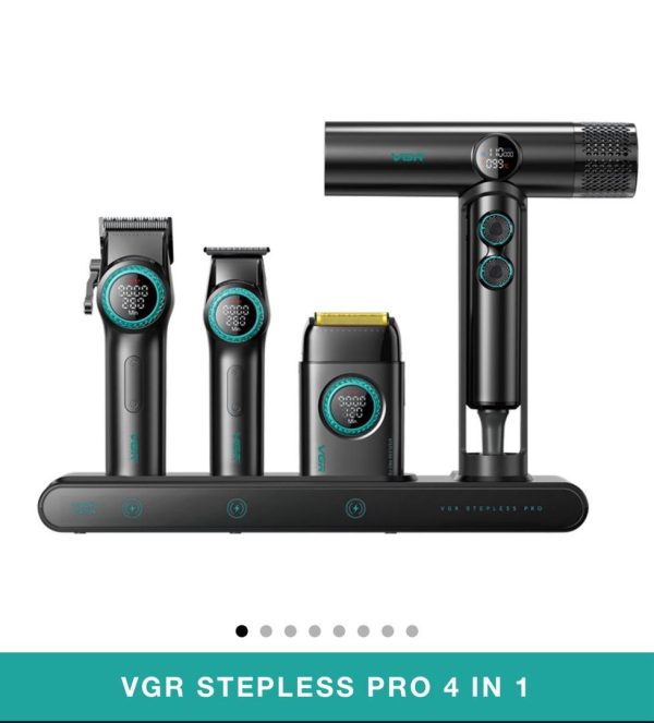VGR-STEBLRES PRO 4in1 مجموعه ۴عددی اصلاح مو همراه سشوار برند وی جی ار - Image 2